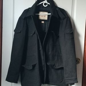 Black wool peacoat mens
